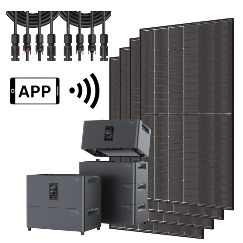 Laden Sie das Bild in Galerie -Viewer, 2500W Balkonkraftwerk mit Speicher, Marstek Jupiter 4x Bifazial Fullblack