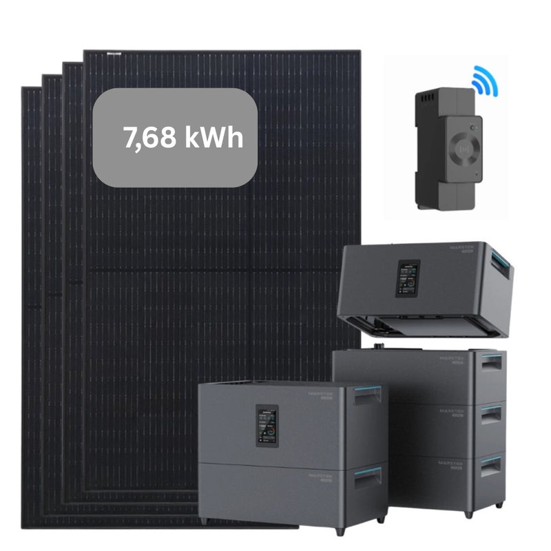 Laden Sie das Bild in Galerie -Viewer, 4x500W Bifaziales Balkonkraftwerk mit 5,12kWh Speicher, Marstek Jupiter C plus ink. Smartmeter