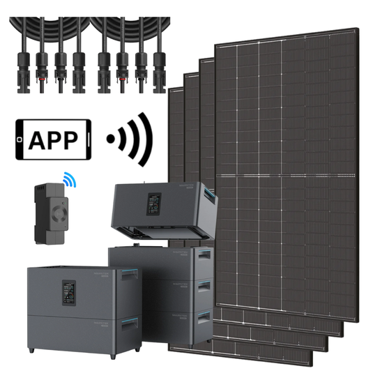 2500W Balkonkraftwerk mit Speicher, Marstek Jupiter 4x Bifazial Fullblack