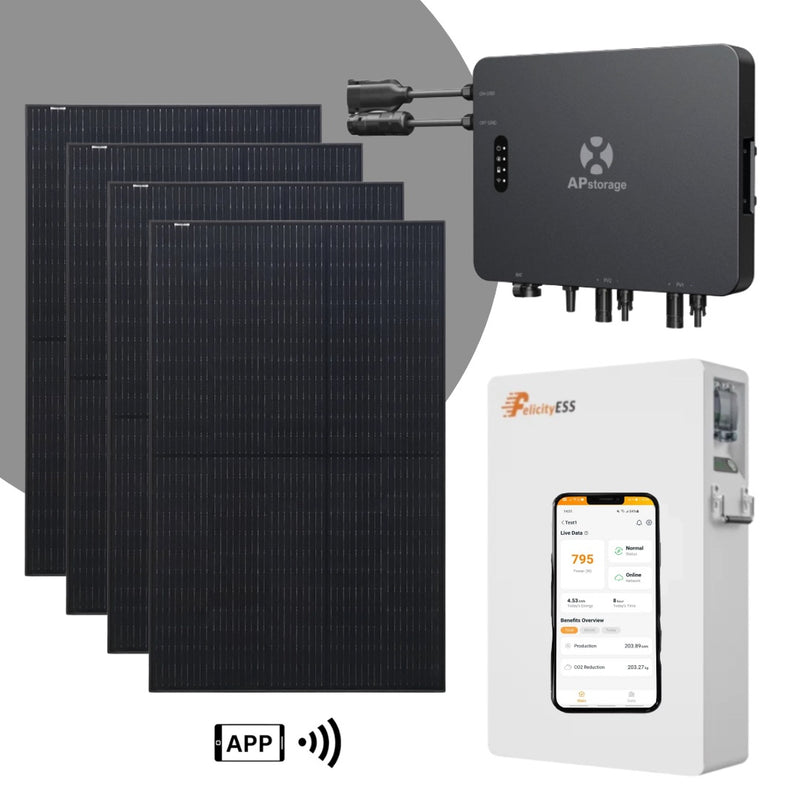 Laden Sie das Bild in Galerie -Viewer, Insel- &amp; Hybrid-System+5kWh APsystems EZHI + 1760W Solar Modul+AC
